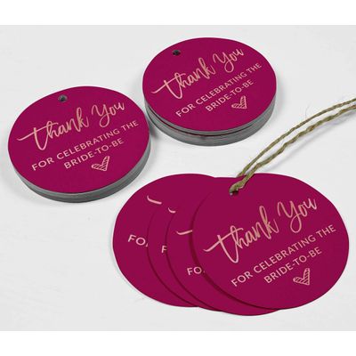 Tags de Papel para Lembrancinhas de Chá de Noiva 'Obrigada por Celebrar a Futura Noiva' com Acabamento Metalizado - Inkdotpot 50 Etiquetas Metalizadas / Rosa - Ouro Rosé