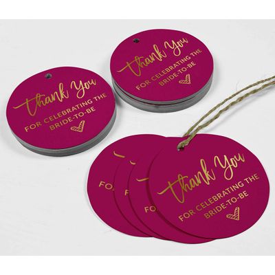 Tags de Papel para Lembrancinhas de Chá de Noiva 'Obrigada por Celebrar a Futura Noiva' com Acabamento Metalizado - Inkdotpot 50 Etiquetas Metalizadas / Rosa - Ouro Rosé