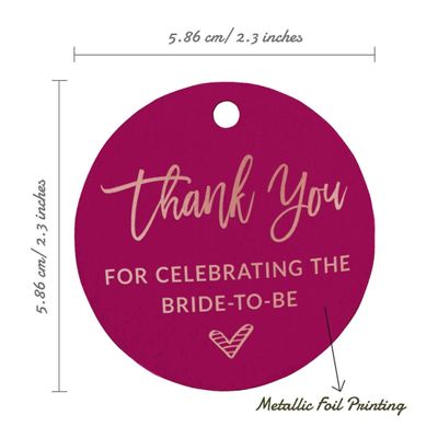 Tags de Papel para Lembrancinhas de Chá de Noiva 'Obrigada por Celebrar a Futura Noiva' com Acabamento Metalizado - Inkdotpot 50 Etiquetas Metalizadas / Rosa - Ouro Rosé