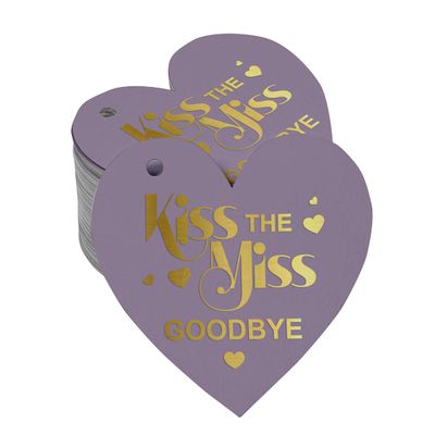 Tag de Papel Metalizado 'Kiss The Miss Goodbye' para Lembrancinha de Chá de Noiva e para Pendurar - Inkdotpot 50 Etiquetas Metalizadas / Roxo - Ouro Rosé