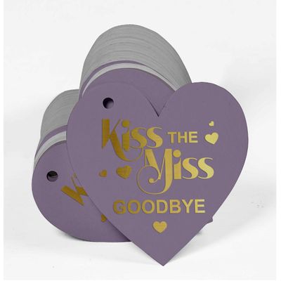 Tag de Papel Metalizado 'Kiss The Miss Goodbye' para Lembrancinha de Chá de Noiva e para Pendurar - Inkdotpot 50 Etiquetas Metalizadas / Roxo - Ouro Rosé