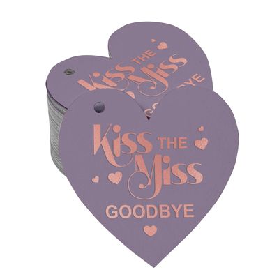 Tag de Papel Metalizado 'Kiss The Miss Goodbye' para Lembrancinha de Chá de Noiva e para Pendurar - Inkdotpot 50 Etiquetas Metalizadas / Roxo - Ouro Rosé