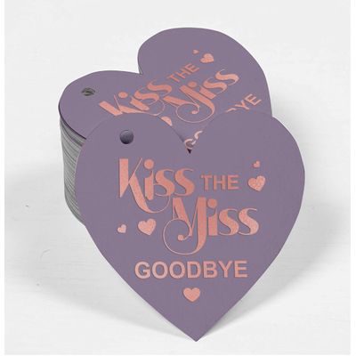 Tag de Papel Metalizado 'Kiss The Miss Goodbye' para Lembrancinha de Chá de Noiva e para Pendurar - Inkdotpot 50 Etiquetas Metalizadas / Roxo - Ouro Rosé