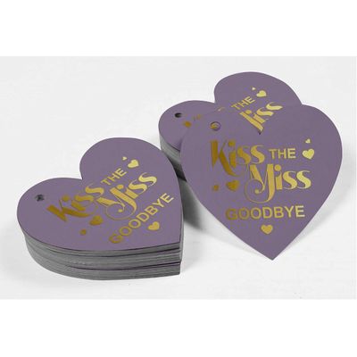 Tag de Papel Metalizado 'Kiss The Miss Goodbye' para Lembrancinha de Chá de Noiva e para Pendurar - Inkdotpot 50 Etiquetas Metalizadas / Roxo - Ouro Rosé