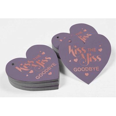 Tag de Papel Metalizado 'Kiss The Miss Goodbye' para Lembrancinha de Chá de Noiva e para Pendurar - Inkdotpot 50 Etiquetas Metalizadas / Roxo - Ouro Rosé