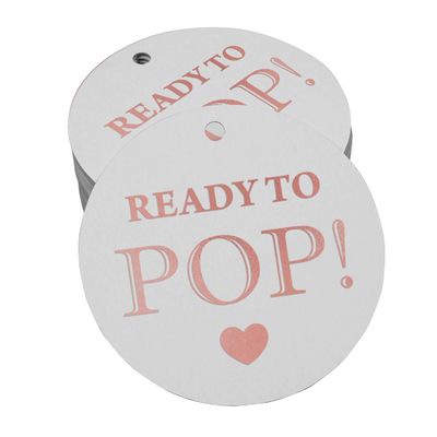 Etiquetas de Papel Metalizado para Pendurar 'Prontas para Estourar' em Lembrancinhas de Chá de Bebê - Inkdotpot 100 Etiquetas Metalizadas / Branco - Ouro Rosé