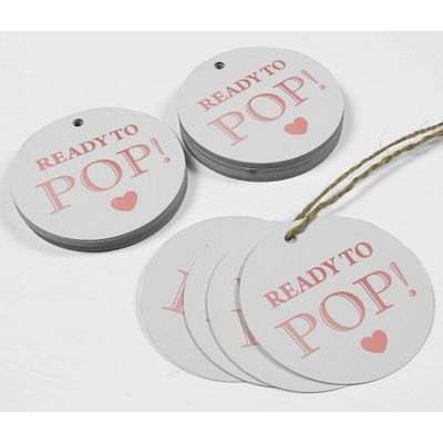 Etiquetas de Papel Metalizado para Pendurar 'Prontas para Estourar' em Lembrancinhas de Chá de Bebê - Inkdotpot 100 Etiquetas Metalizadas / Branco - Ouro Rosé