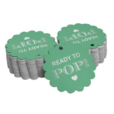 Etiquetas de Papel Metalizado Prontas para Estourar para Lembrancinhas de Chá de Bebê - Inkdotpot 50 Etiquetas Metalizadas / Verde - Prata