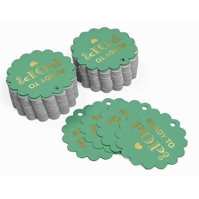 Etiquetas de Papel Metalizado Prontas para Estourar para Lembrancinhas de Chá de Bebê - Inkdotpot 50 Etiquetas Metalizadas / Verde - Prata