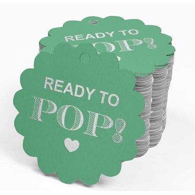 Etiquetas de Papel Metalizado Prontas para Estourar para Lembrancinhas de Chá de Bebê - Inkdotpot 50 Etiquetas Metalizadas / Verde - Prata