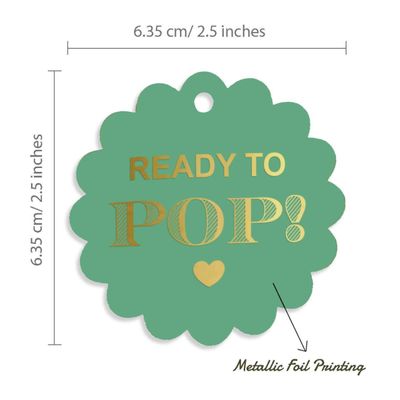 Etiquetas de Papel Metalizado Prontas para Estourar para Lembrancinhas de Chá de Bebê - Inkdotpot 50 Etiquetas Metalizadas / Verde - Prata