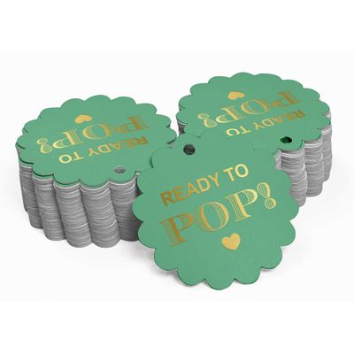 Etiquetas de Papel Metalizado Prontas para Estourar para Lembrancinhas de Chá de Bebê - Inkdotpot 50 Etiquetas Metalizadas / Verde - Prata