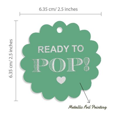 Etiquetas de Papel Metalizado Prontas para Estourar para Lembrancinhas de Chá de Bebê - Inkdotpot 50 Etiquetas Metalizadas / Verde - Prata