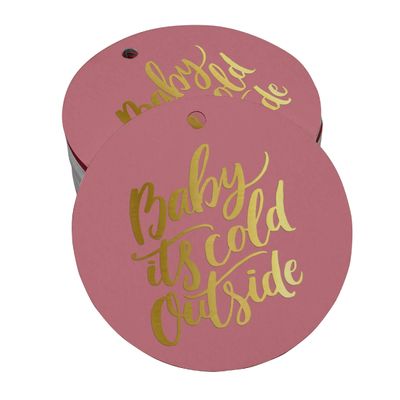 Etiquetas para Garrafa 'Baby It's Cold Outside' Chá de Bebê, Metalizadas para Lembrancinha, para Pendurar - Inkdotpot 50 Etiquetas Metalizadas / Rosa - Dourado