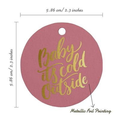 Etiquetas para Garrafa 'Baby It's Cold Outside' Chá de Bebê, Metalizadas para Lembrancinha, para Pendurar - Inkdotpot 50 Etiquetas Metalizadas / Rosa - Dourado