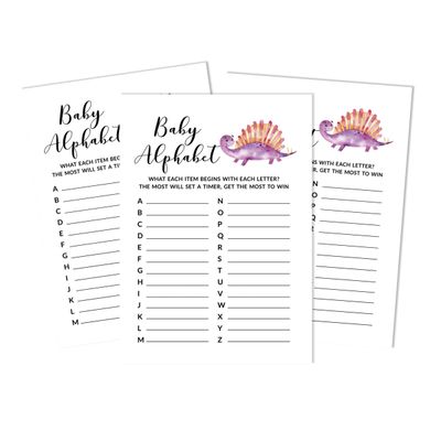 Conjunto de 50 Jogos para Chá de Bebê (Alfabeto ABC) — Dinossauros e Animais da Selva, Suprimentos para Festa - Inkdotpot 12,7 Cm × 17,78 Cm / Branco - O Que Tem no Seu Celular
