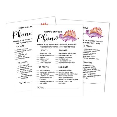 Conjunto de 50 Jogos para Chá de Bebê (Alfabeto ABC) — Dinossauros e Animais da Selva, Suprimentos para Festa - Inkdotpot 12,7 Cm × 17,78 Cm / Branco - O Que Tem no Seu Celular