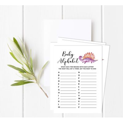 Conjunto de 50 Jogos para Chá de Bebê (Alfabeto ABC) — Dinossauros e Animais da Selva, Suprimentos para Festa - Inkdotpot 12,7 Cm × 17,78 Cm / Branco - O Que Tem no Seu Celular