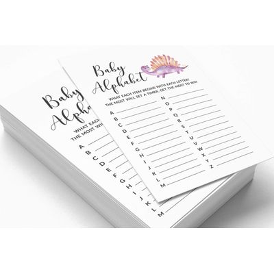 Conjunto de 50 Jogos para Chá de Bebê (Alfabeto ABC) — Dinossauros e Animais da Selva, Suprimentos para Festa - Inkdotpot 12,7 Cm × 17,78 Cm / Branco - O Que Tem no Seu Celular