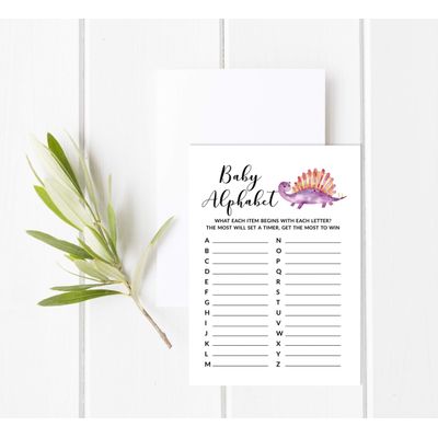 Conjunto de 50 Jogos para Chá de Bebê (Alfabeto ABC) — Dinossauros e Animais da Selva, Suprimentos para Festa - Inkdotpot 12,7 Cm × 17,78 Cm / Branco - O Que Tem no Seu Celular