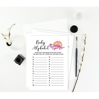 Conjunto de 50 Jogos para Chá de Bebê (Alfabeto ABC) — Dinossauros e Animais da Selva, Suprimentos para Festa - Inkdotpot 12,7 Cm × 17,78 Cm / Branco - O Que Tem no Seu Celular