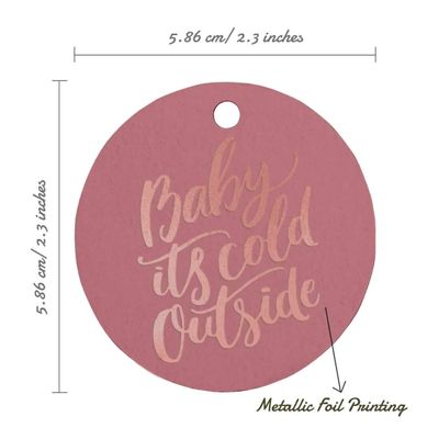 Etiquetas para Garrafa 'Baby It's Cold Outside' Chá de Bebê, Metalizadas para Lembrancinha, para Pendurar - Inkdotpot 50 Etiquetas Metalizadas / Rosa - Ouro Rosé