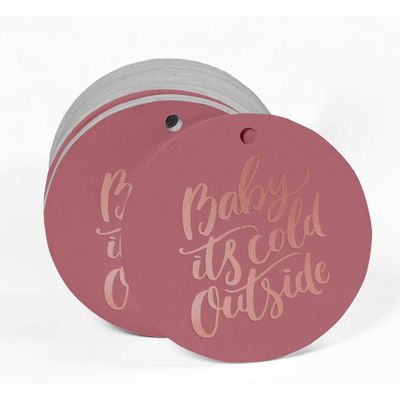 Etiquetas para Garrafa 'Baby It's Cold Outside' Chá de Bebê, Metalizadas para Lembrancinha, para Pendurar - Inkdotpot 50 Etiquetas Metalizadas / Rosa - Ouro Rosé