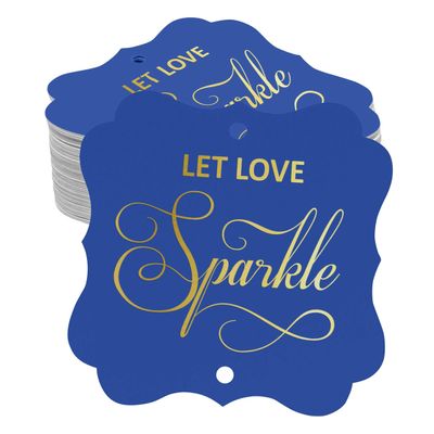 Etiquetas de Papel em Formato de Colchete com Foil 'Deixe o Amor Brilhar' para Lembrancinhas de Casamento - Inkdotpot 50 Etiquetas Metalizadas / Marrom - Prata