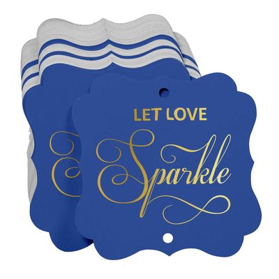 Etiquetas de Papel em Formato de Colchete com Foil 'Deixe o Amor Brilhar' para Lembrancinhas de Casamento - Inkdotpot 50 Etiquetas Metalizadas / Marrom - Prata