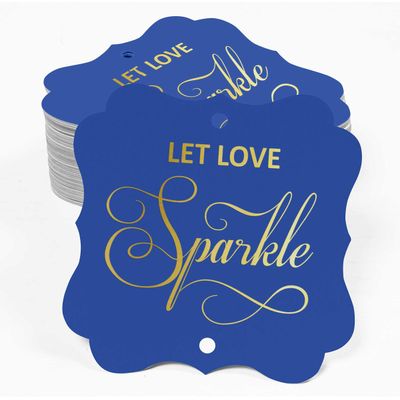 Etiquetas de Papel em Formato de Colchete com Foil 'Deixe o Amor Brilhar' para Lembrancinhas de Casamento - Inkdotpot 50 Etiquetas Metalizadas / Marrom - Prata