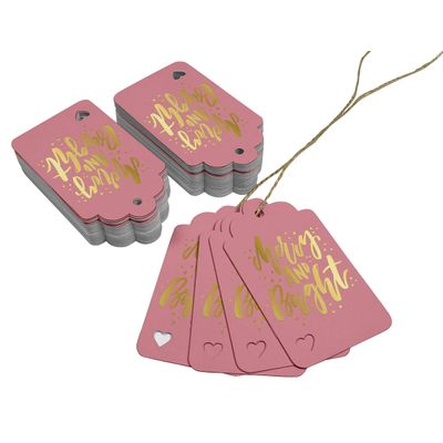 Etiquetas de Papel Metalizado para Pendurar 'Merry And Bright' para Lembrancinhas de Natal - Inkdotpot 50 Etiquetas Metalizadas / Rosa - Ouro Rosé