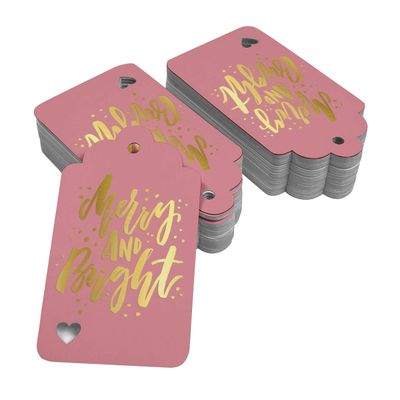 Etiquetas de Papel Metalizado para Pendurar 'Merry And Bright' para Lembrancinhas de Natal - Inkdotpot 50 Etiquetas Metalizadas / Rosa - Ouro Rosé