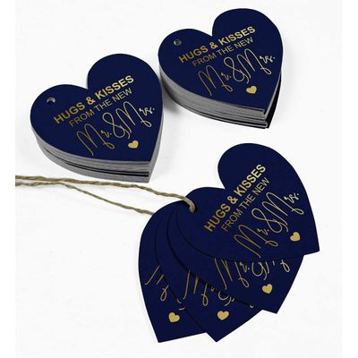 Tags de Papel para Pendurar de Lembrancinhas 'Hugs & Kisses' em Foil das The Wedding Tags - Inkdotpot 50 Etiquetas Metalizadas / Azul - Prata