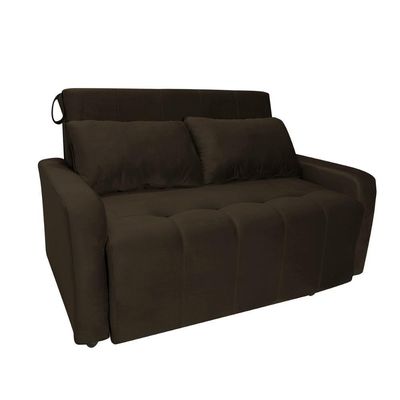 Sofá Cama Para Sala De Estar Amora New Suede - Marrom Marrom