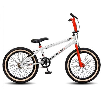 Bicicleta Aro 20 Bmx Pedivela Monobloco Em Aço Drop P03 Branco E Laranja - D'rossi