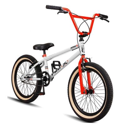 Bicicleta Aro 20 Bmx Pedivela Monobloco Em Aço Drop P03 Branco E Laranja - D'rossi