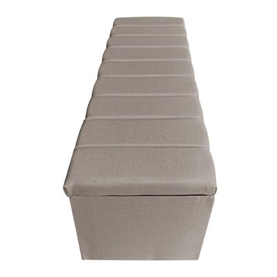 Kit Cabeceira Painel E Calçadeira Recamier Baú Queen 1,60m Holanda Linho Cappuccino - Pallazio