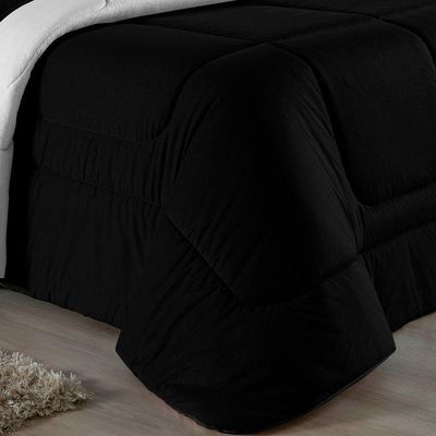 Edredom Queen Nobre 1 Peça Dupla Face 2,20m X 2,40m Malha 100% Algodão - Preto / Branco