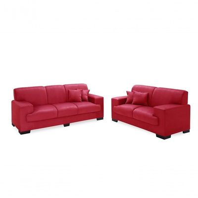 Sofá Manu Conjunto 2 E 3 Lugares Clássico Fixo Confortável Sala Império Vermelho 373