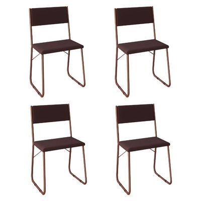 Kit 4 Cadeiras Angra Estofadas Para Mesa Sala De Jantar Cozinha Conforto - Cobre-marrom
