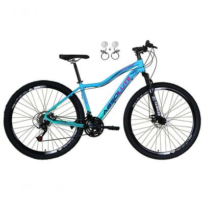 Bicicleta Aro 29 Absolute Hera Feminina Alumínio 21v Freio Hidráulico Garfo Suspensão Azul-Verde 15