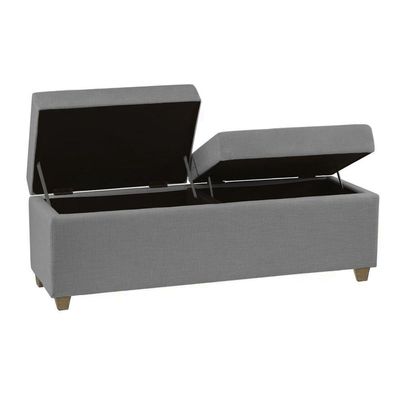 Canto Alemão Recamier Bau + Painel Madri 160cm Linho Cinza - Inova Decor