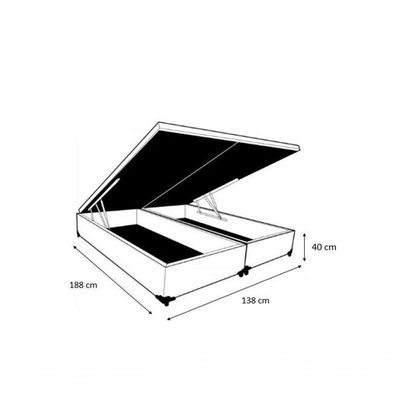 Cama Box Baú Casal 138 Bipartido Suede Cinza Com Colchão Ortobom Airtech Spring Pocket D26 Bege 70x138x188