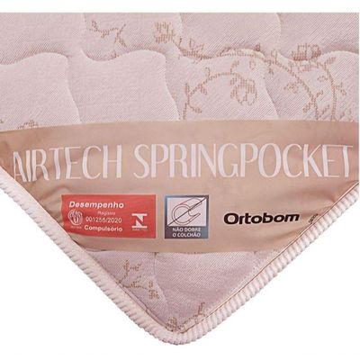 Cama Box Baú Casal 138 Bipartido Suede Cinza Com Colchão Ortobom Airtech Spring Pocket D26 Bege 70x138x188