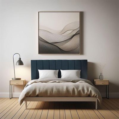 Cabeceira Painel Casal 1,40m Holanda Suede Azul Marinho - Pallazio