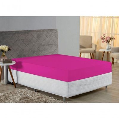 Lençol Com Elástico King Nobre 1 Peça 30cm De Altura Malha 100% Algodão - Pink