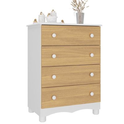 Cômoda Infantil 65cm Com 4 Gavetas Dengo Multimóveis Mp4409 Branco/madeirado Branco/madeirado
