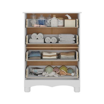 Cômoda Infantil 65cm Com 4 Gavetas Dengo Multimóveis Mp4409 Branco/madeirado Branco/madeirado