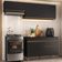 Armário Cozinha Modulada Compacta Com Balcão 3 Peças Veneza Multimóveis Mp3765 Preto/dourado
