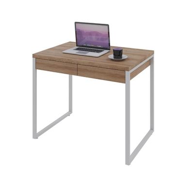 Mesa Office 90x60x75cm C-02 Gavetas Kuadra Lâmina Mel - Est.branca